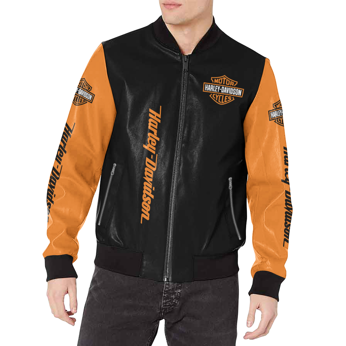 Harley Davidson Leather Bomber Jacket VD06 - CreatedOnSun